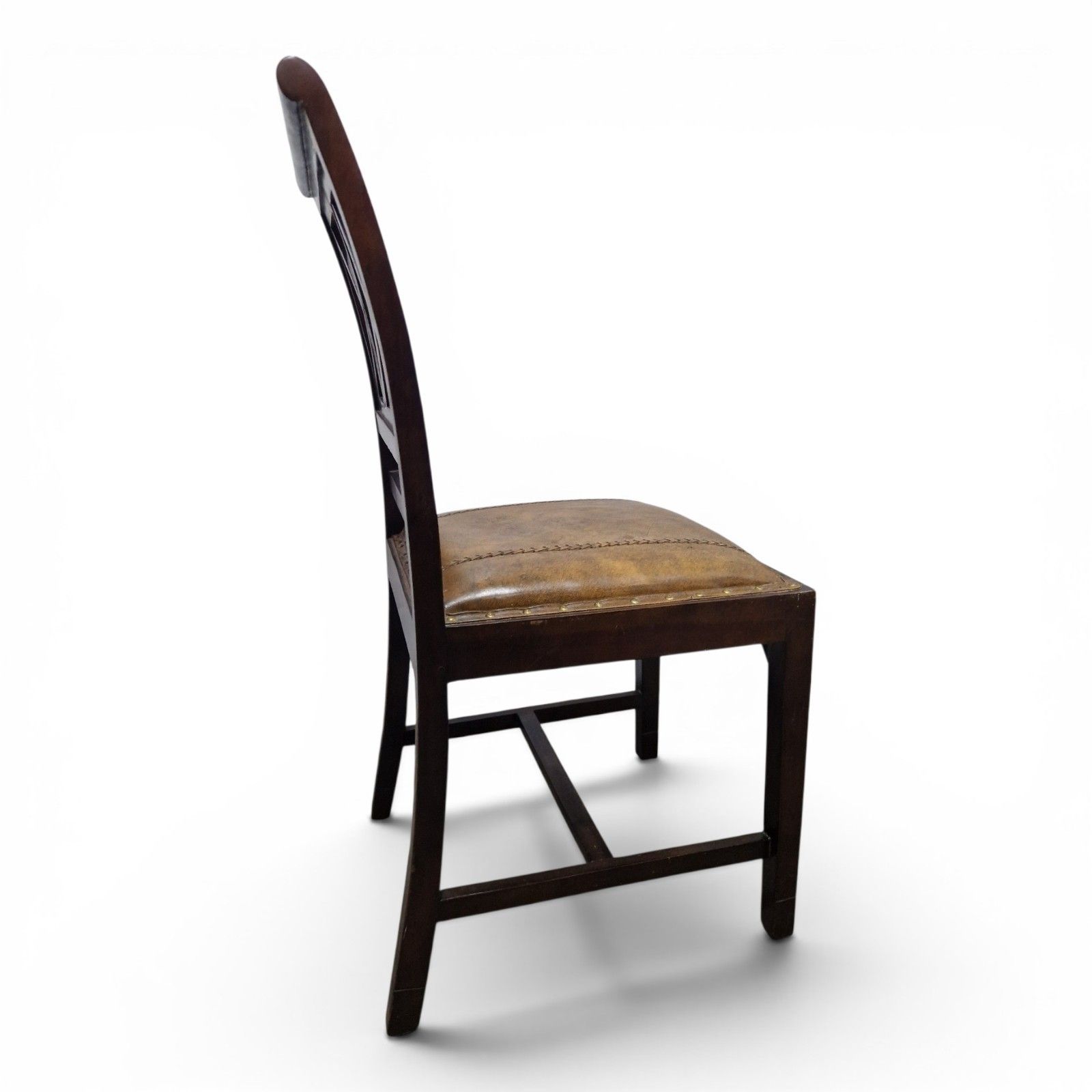 Furniture Antique Mahogany Desk Chair Leather Seat Lattice Back Georgian Regency Style photo