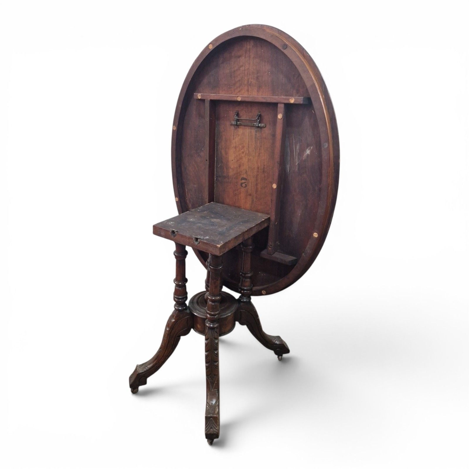 Antique Victorian Walnut Inlaid Tip Up Top Breakfast Centre Table Dining Oval photo for sale