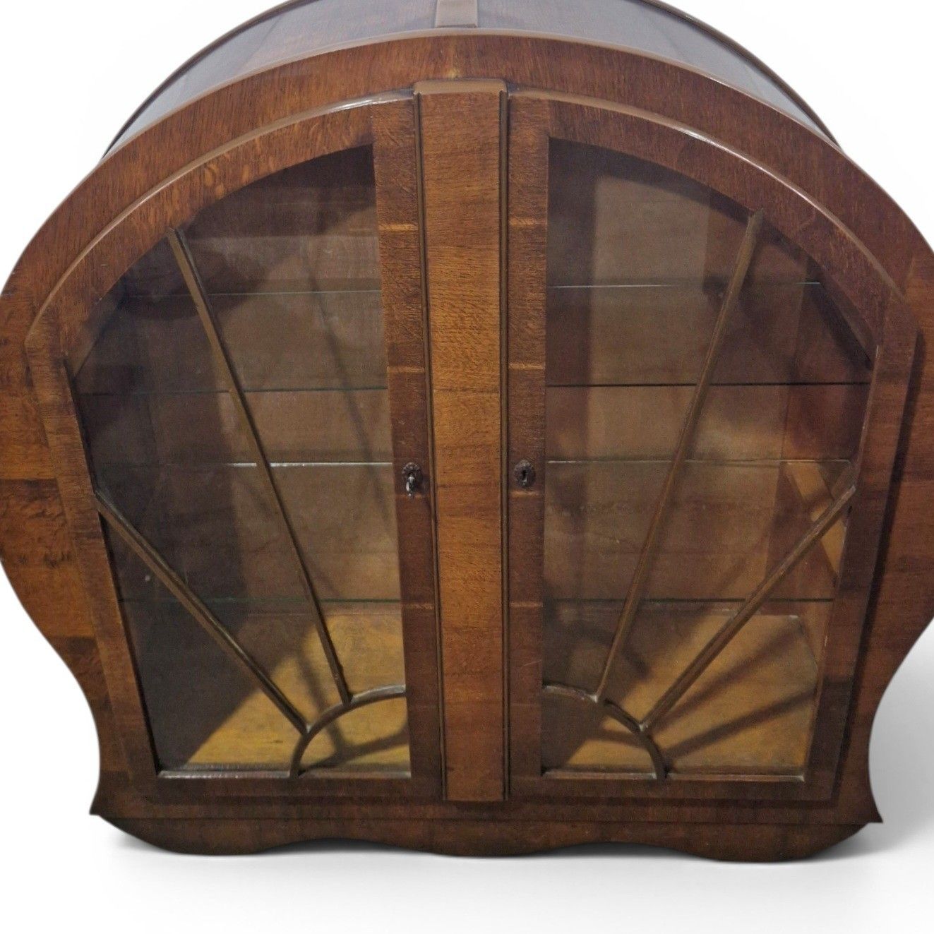 Art Deco Porthole Display Cabinet Glazed Mahogany Lockable Vintage Double Door photo vinterior