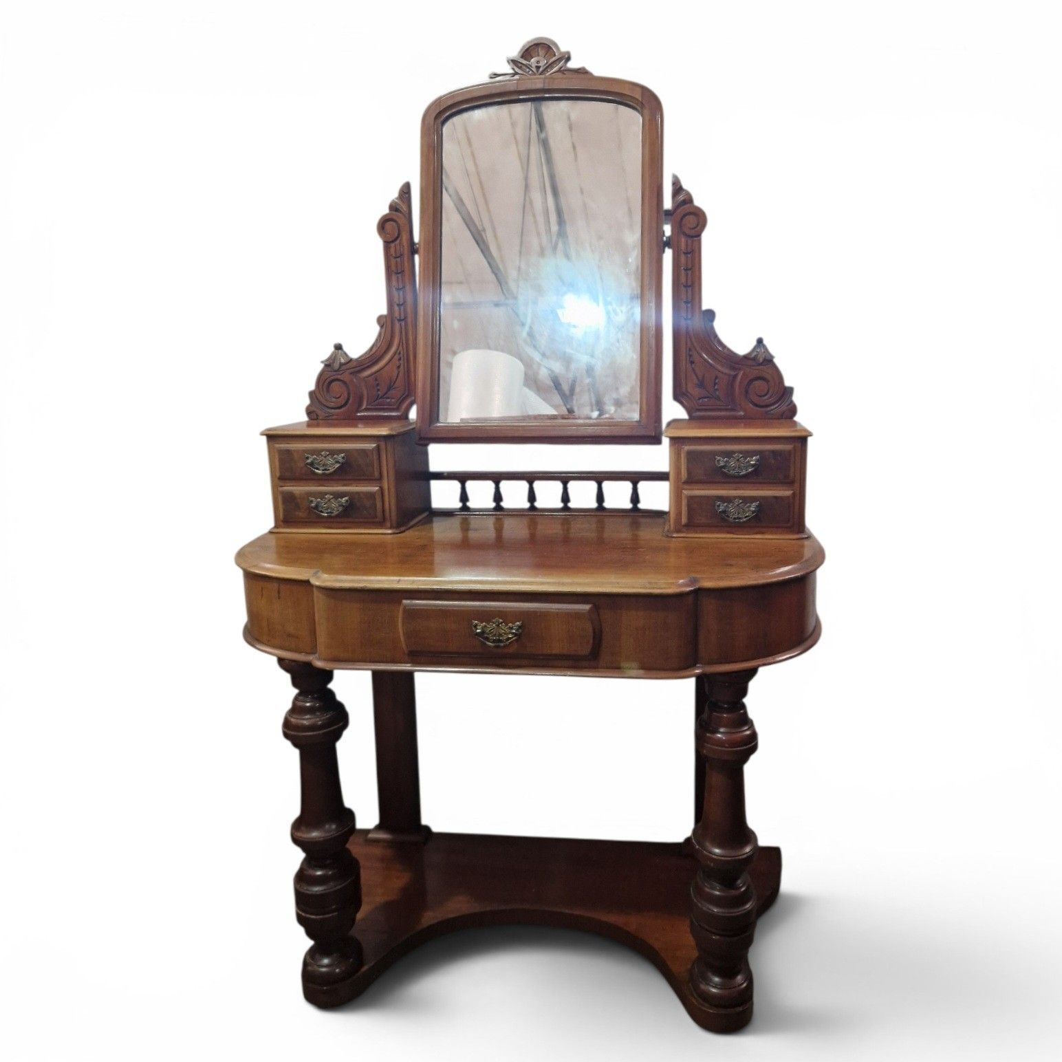 Antique Victorian Duchess Dressing Table Mahogany Vanity Mirror Carved