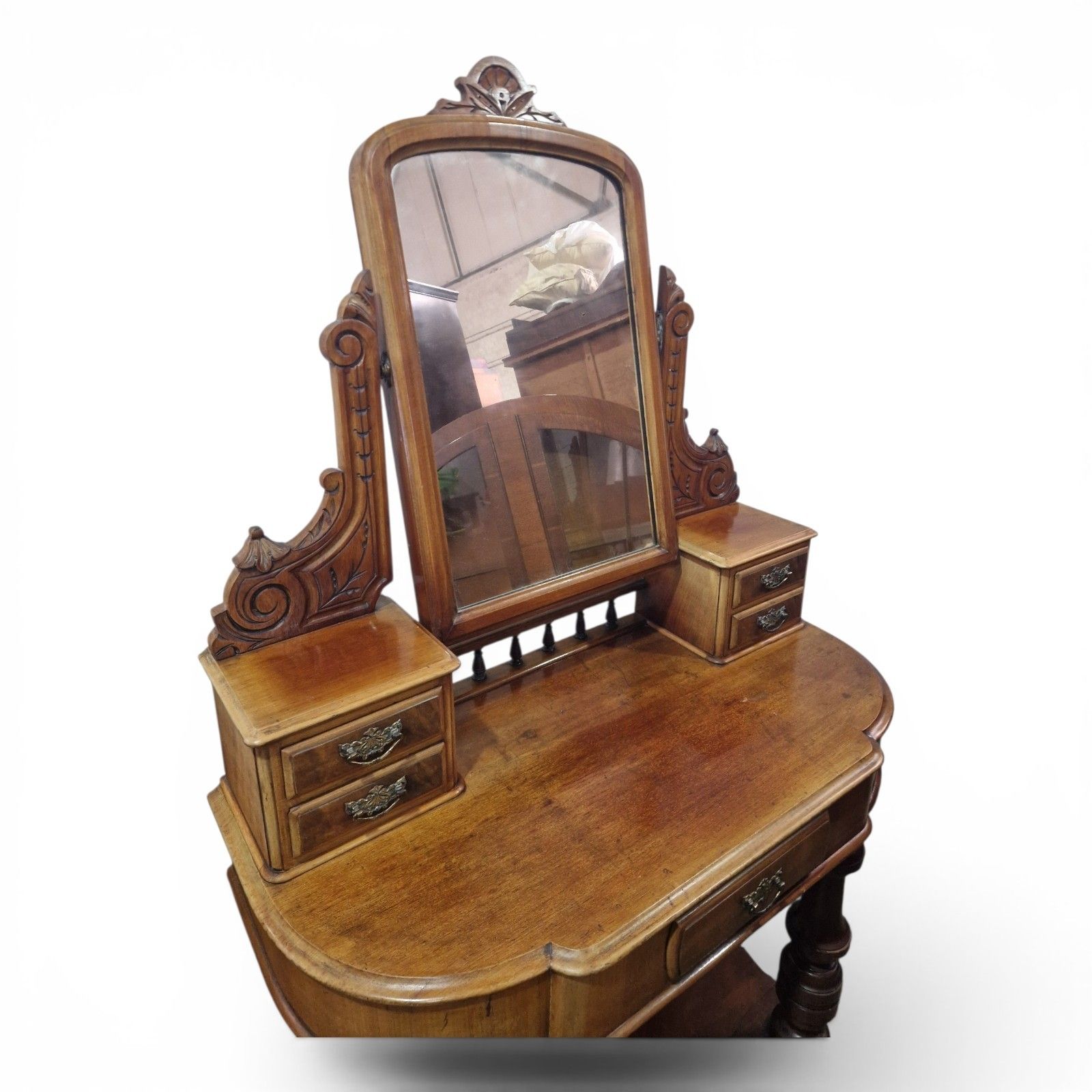 photo furniture Antique Victorian Duchess Dressing Table Mahogany Vanity Mirror Carved