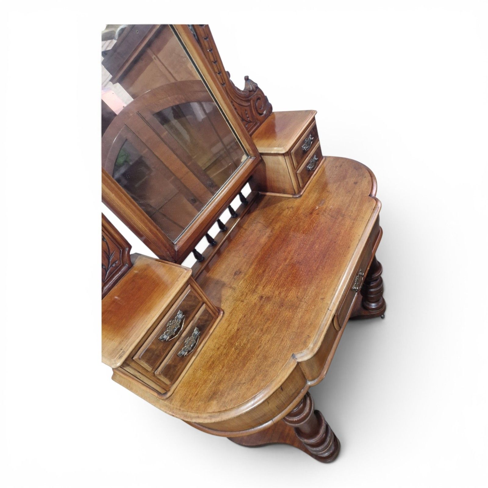 photo for sale Antique Victorian Duchess Dressing Table Mahogany Vanity Mirror Carved
