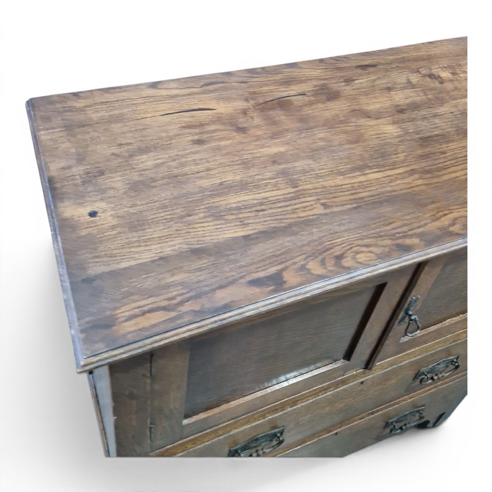 photo vinterior Arts & Crafts Oak Millinery Cabinet Linen Cupboard Storage Cabinet Drawers