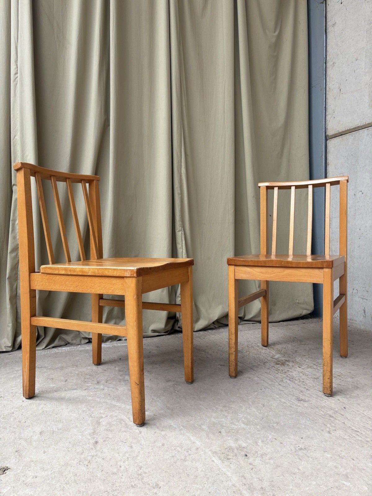 Vtg Mid Century 2 Pair Of Solid Beech Church Dining Chairs Scandi Danish R1192 photo Furniture