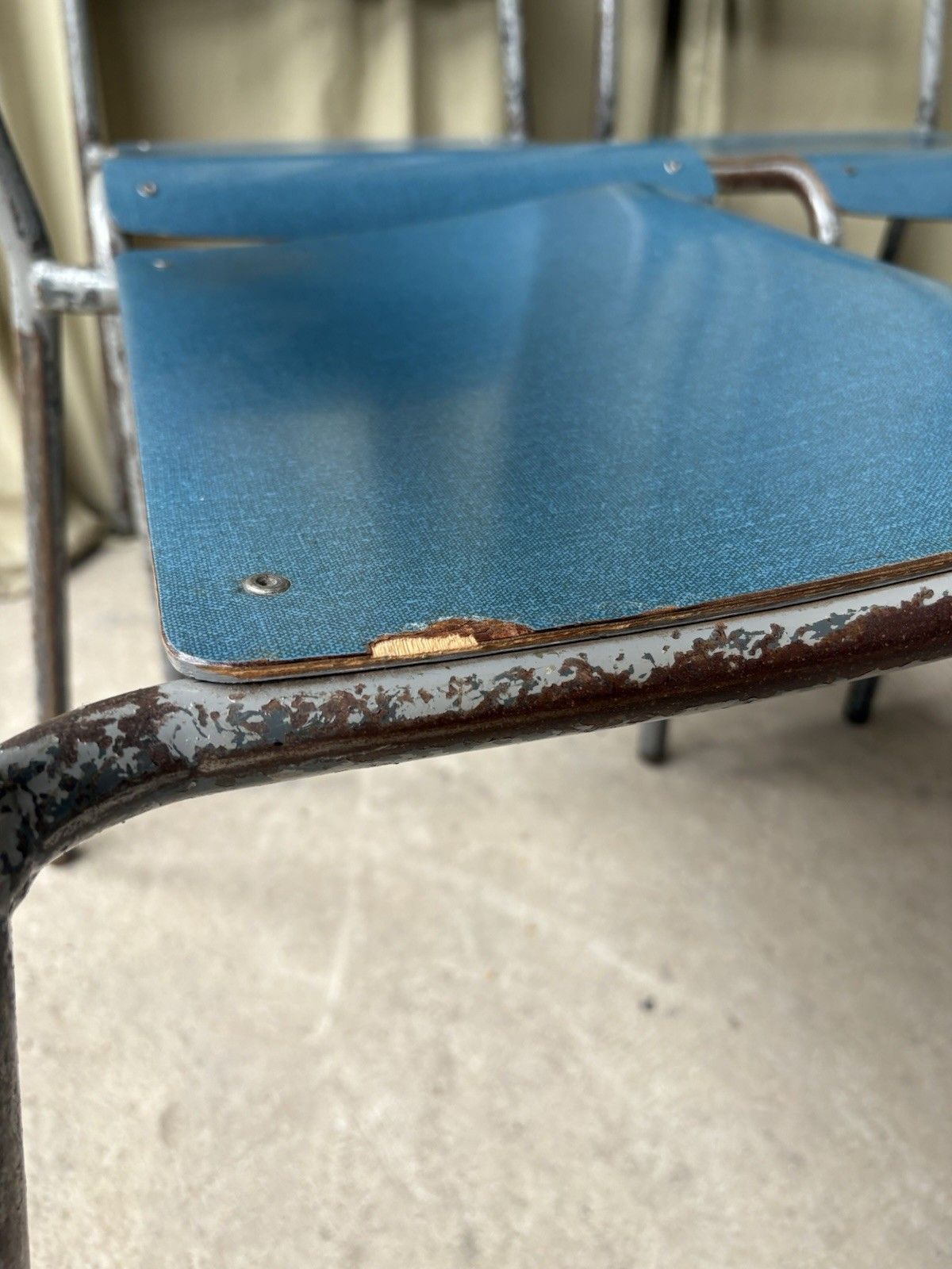photo buy Vtg Mid Century Industrial Metal Set Of 4 Stacking Dining Chairs Retro R1194