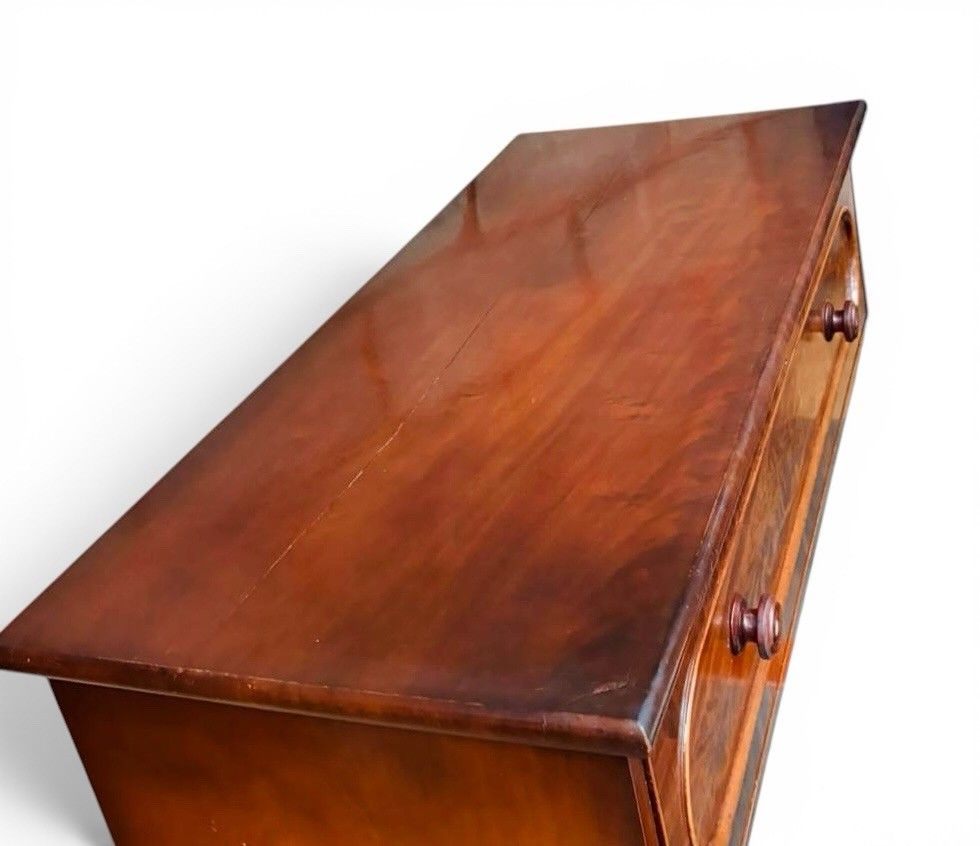 photo for sale Antique Mahogany Chest Of Drawers Superior Quality Victorian Feathered Inlay