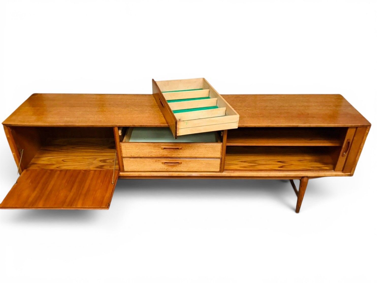 Swedish Omer Lefevre Meubelabriek Teak Sideboard Tambour Door Rare Mid Century photo for sale
