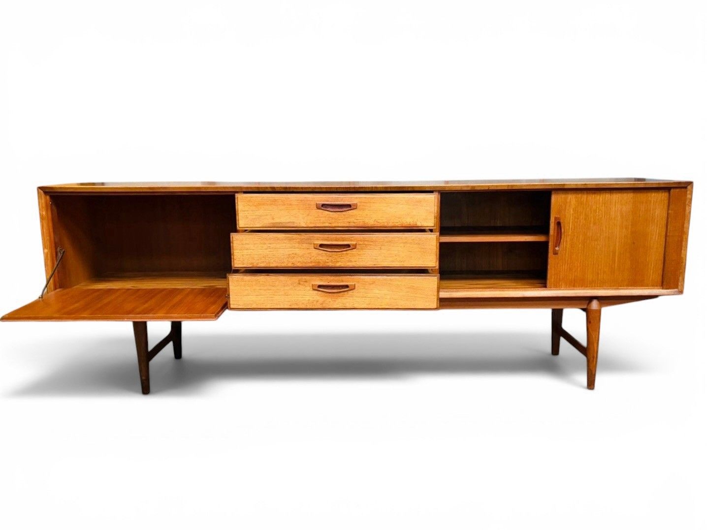 Swedish Omer Lefevre Meubelabriek Teak Sideboard Tambour Door Rare Mid Century photo vintage