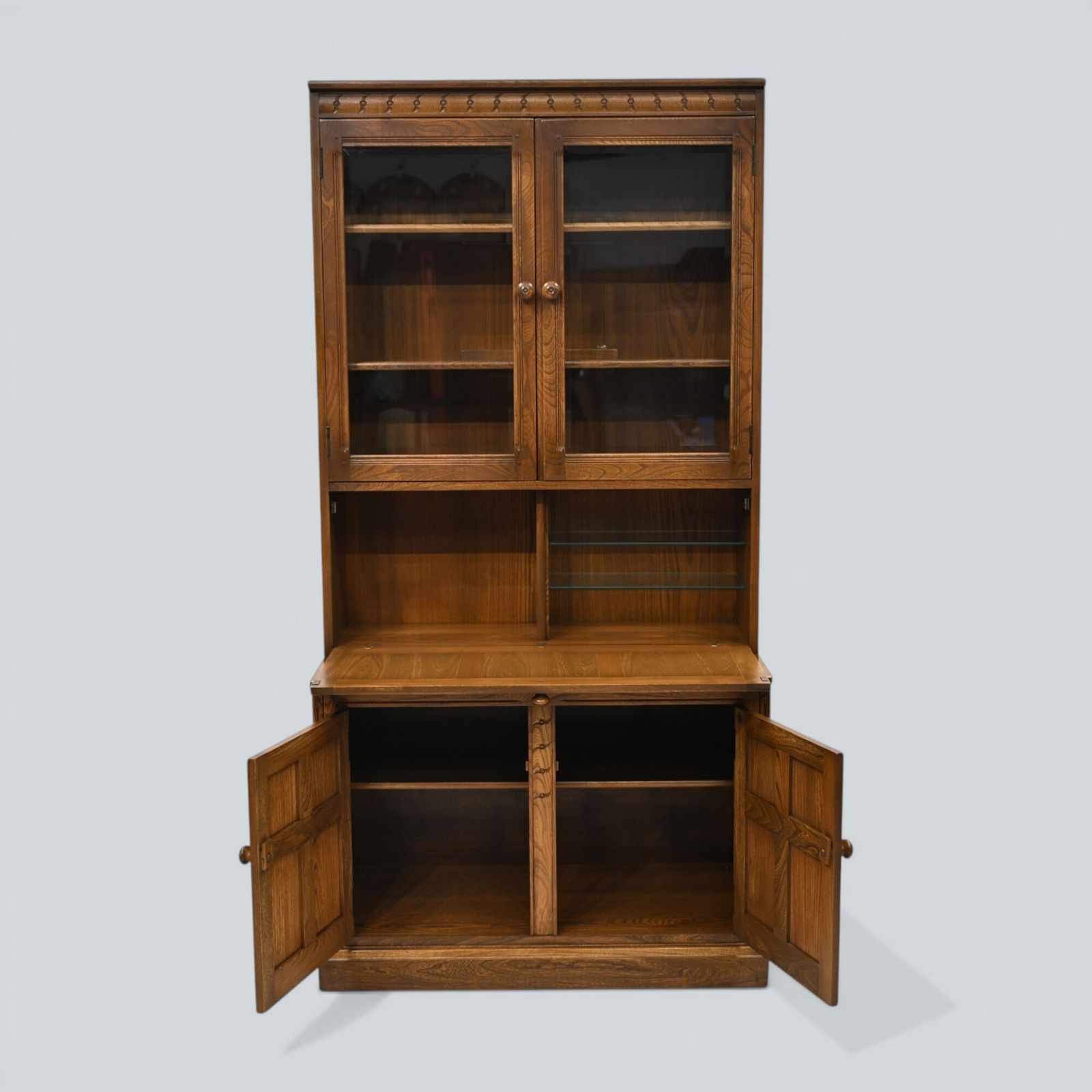 Furniture Ercol Mural Wall Unit Display/Drinks Cabinet Golden Dawn Finish Free Uk Delivery photo
