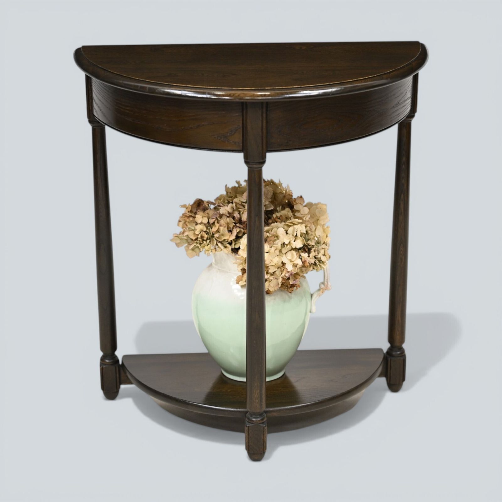 Ercol Half Moon Hall Table Demilune 2 Tier Traditional Dark Free Uk Delivery*