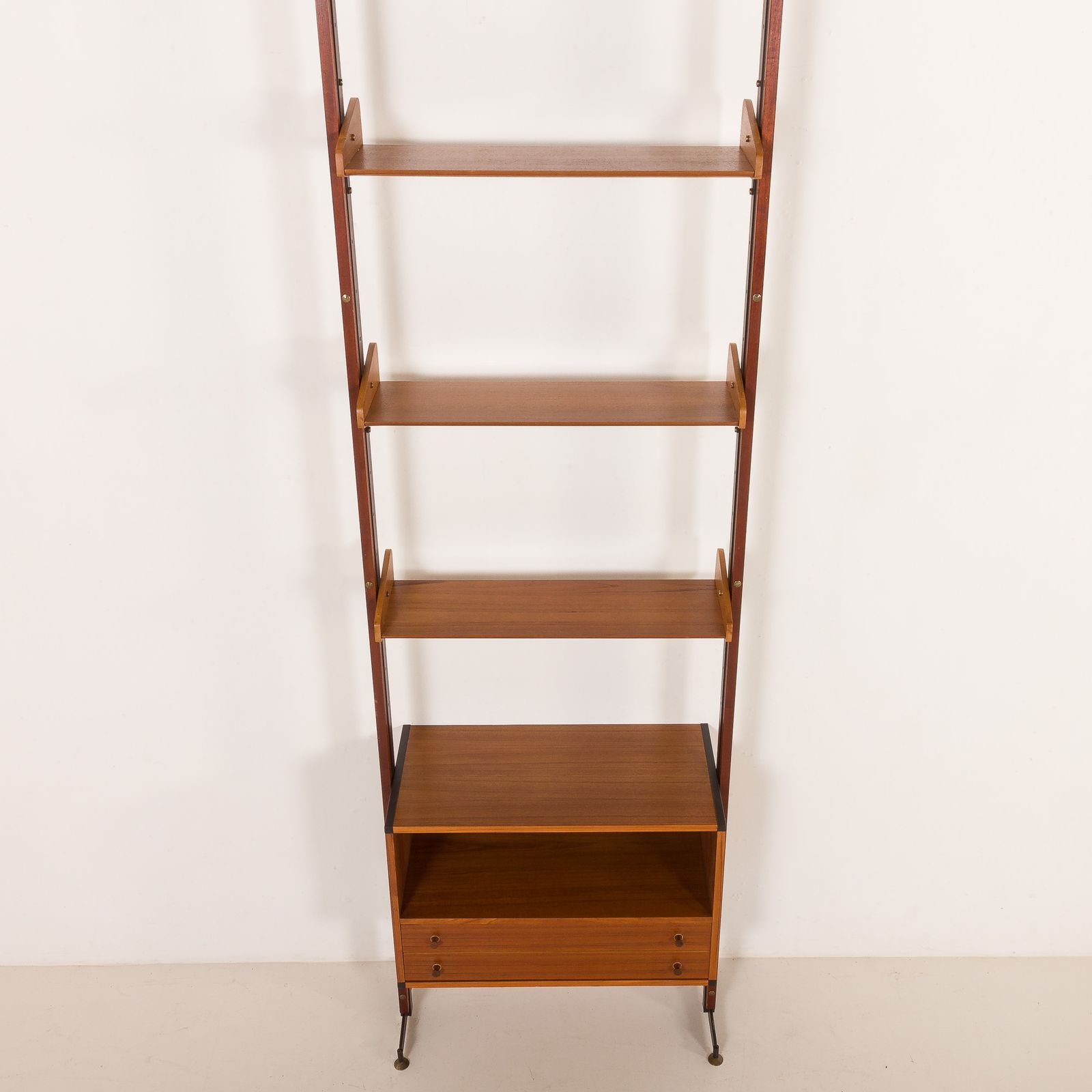Italian Floor To Ceiling Wall Unit Or Room Divider In Teak, 1960s photo buy