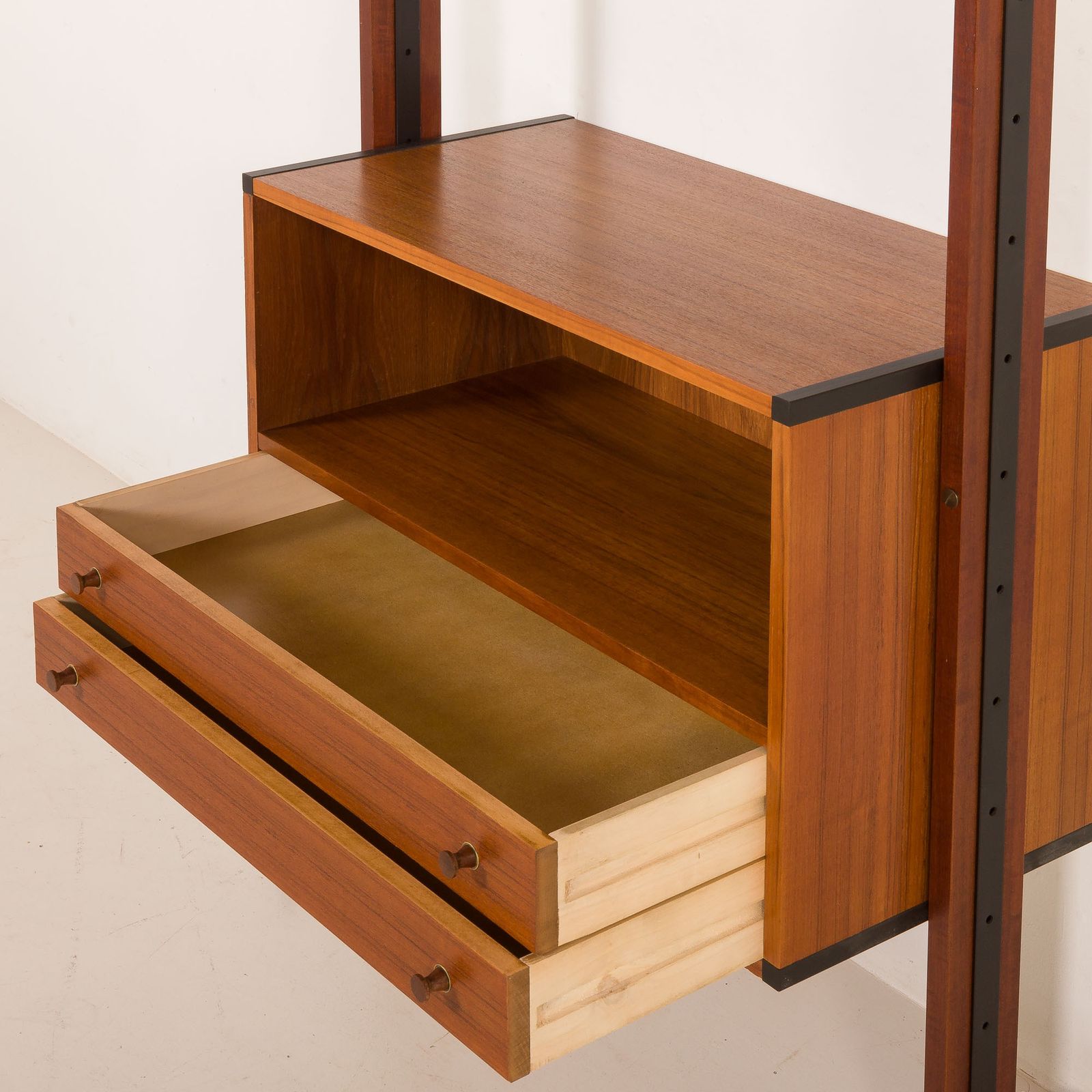 Italian Floor To Ceiling Wall Unit Or Room Divider In Teak, 1960s photo vintage