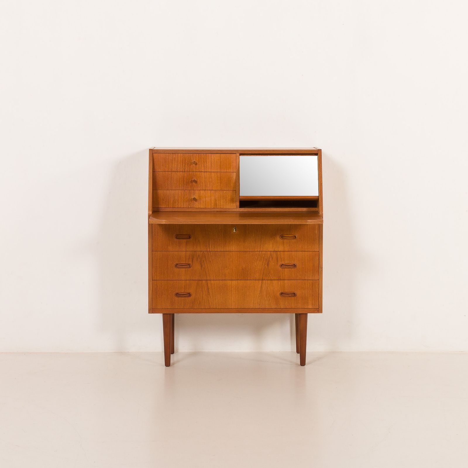 Danish Teak Secretaire With Hidden Vanity, 1960s photo vintage