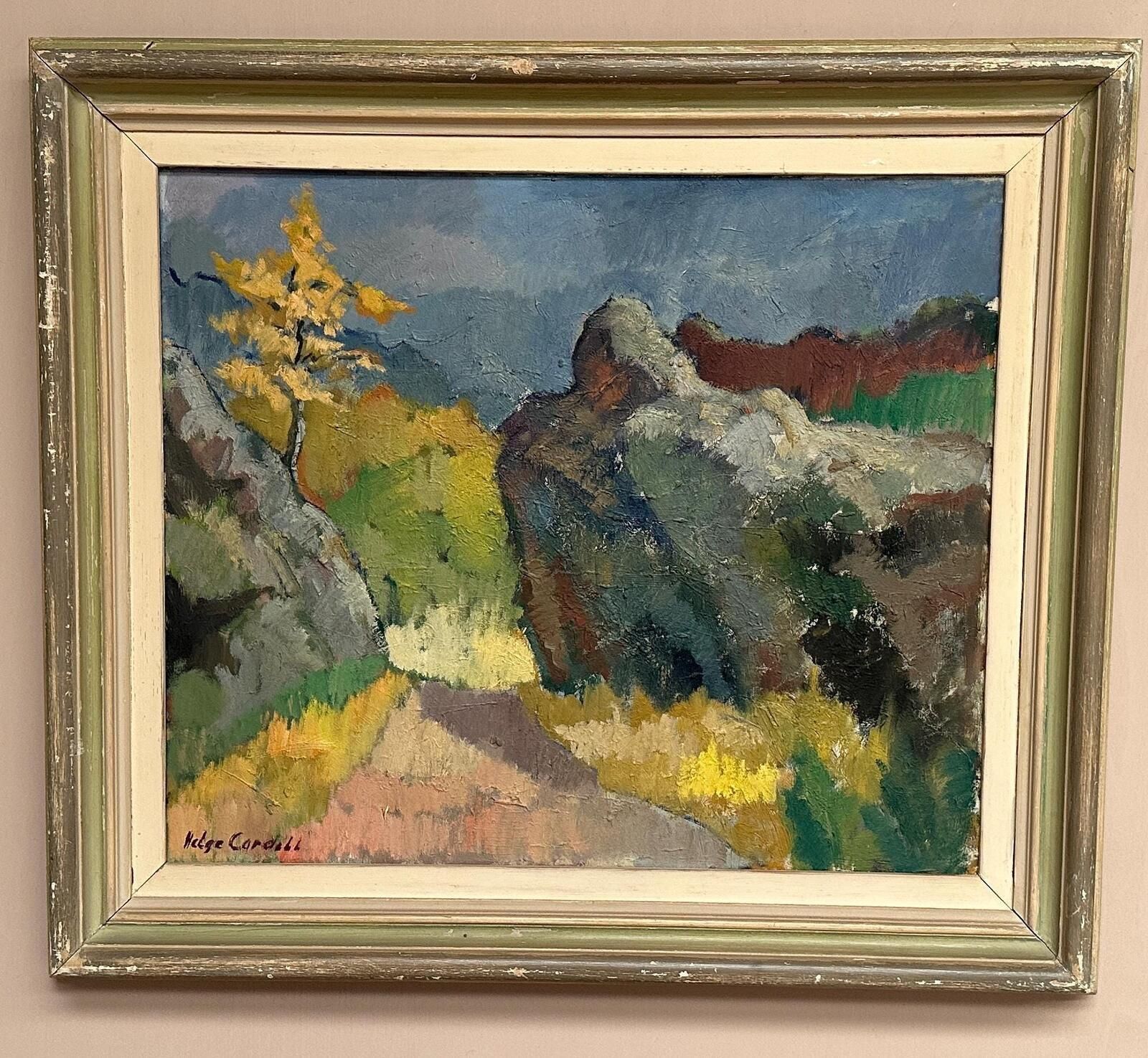 photo buy Original Swedish Oil On Canvas – Höstmotiv Från Koön – Helge Cardell – Vintage & Framed 75 × 85 Cm (29.5" × 33.5")