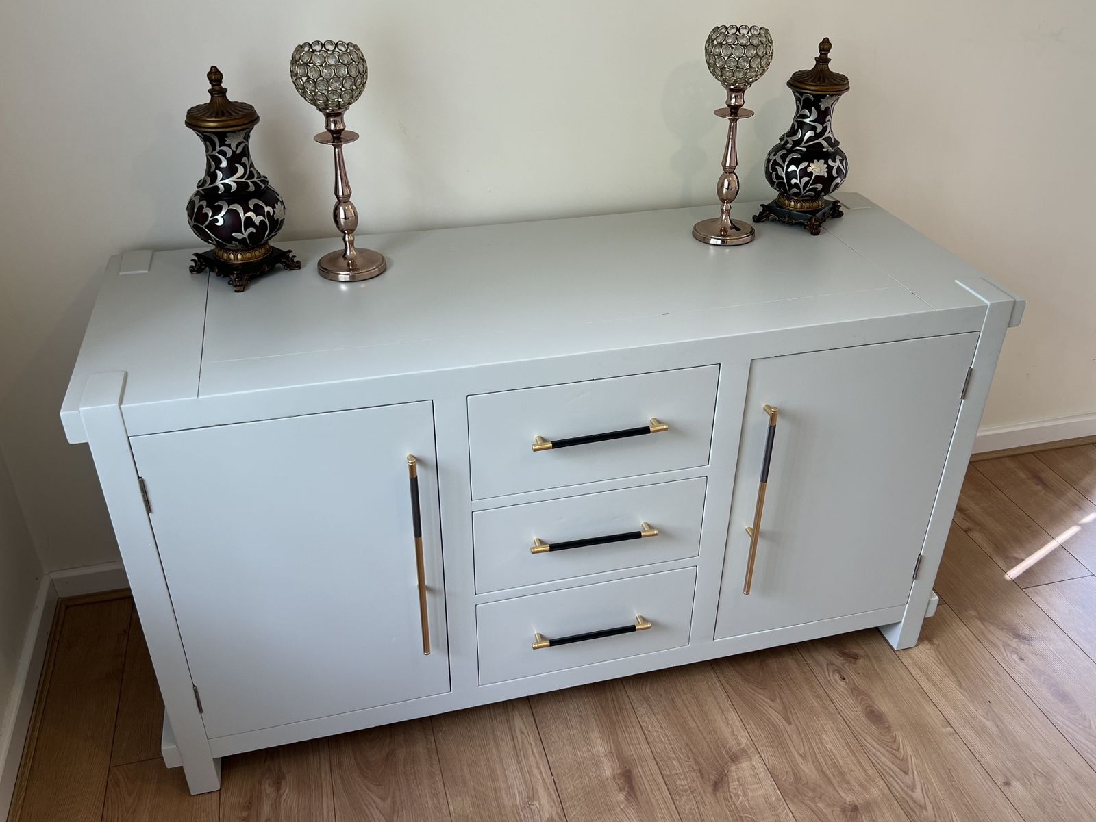 photo vinterior Premium Solid Wood Light Grey Large Sideboard Modern Furniture Rrp  £650!
