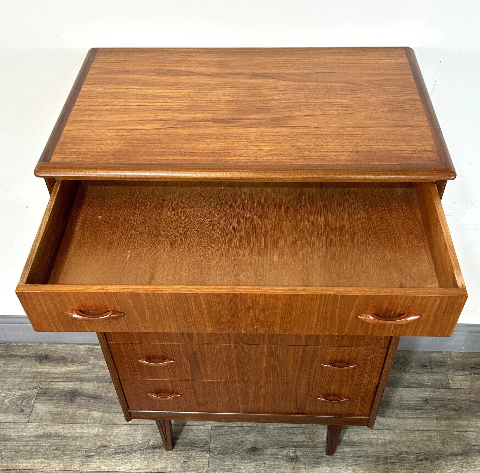 Stylish Mid Century Teak Tallboy Chest Of 6 Drawers Homeworthy 1960's Refinished photo 525.0
