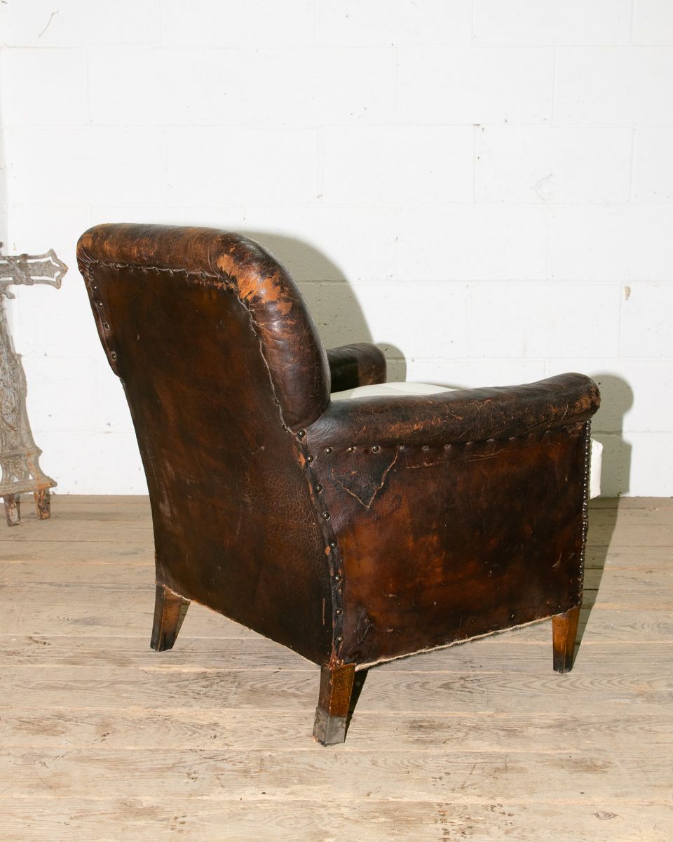 Leather Club Armchair, 1920s, Vintage photo Furniture