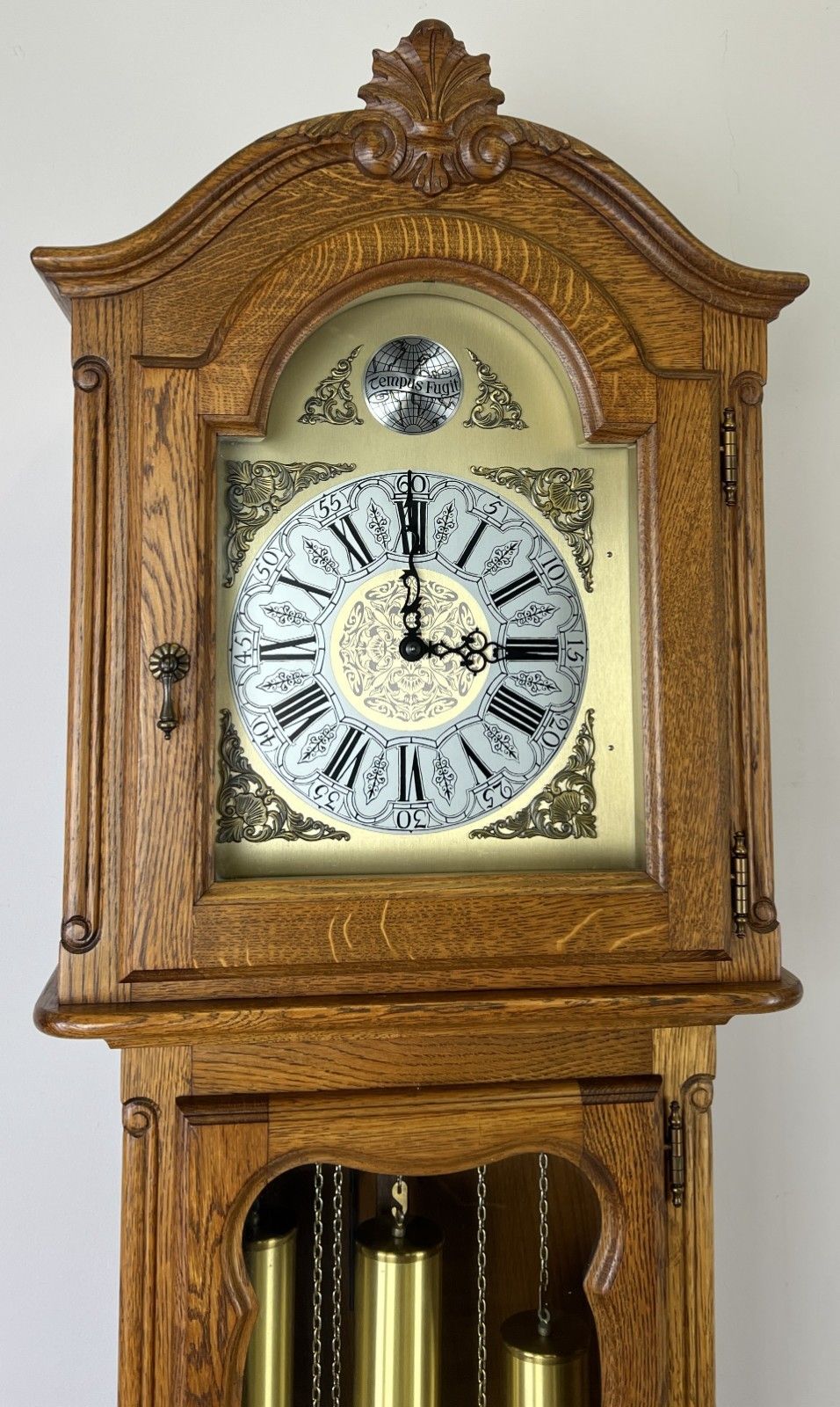 Grandfather Clock Vintage French Style Oak Carved Decorative Clock Lot 6096 photo Home Decor