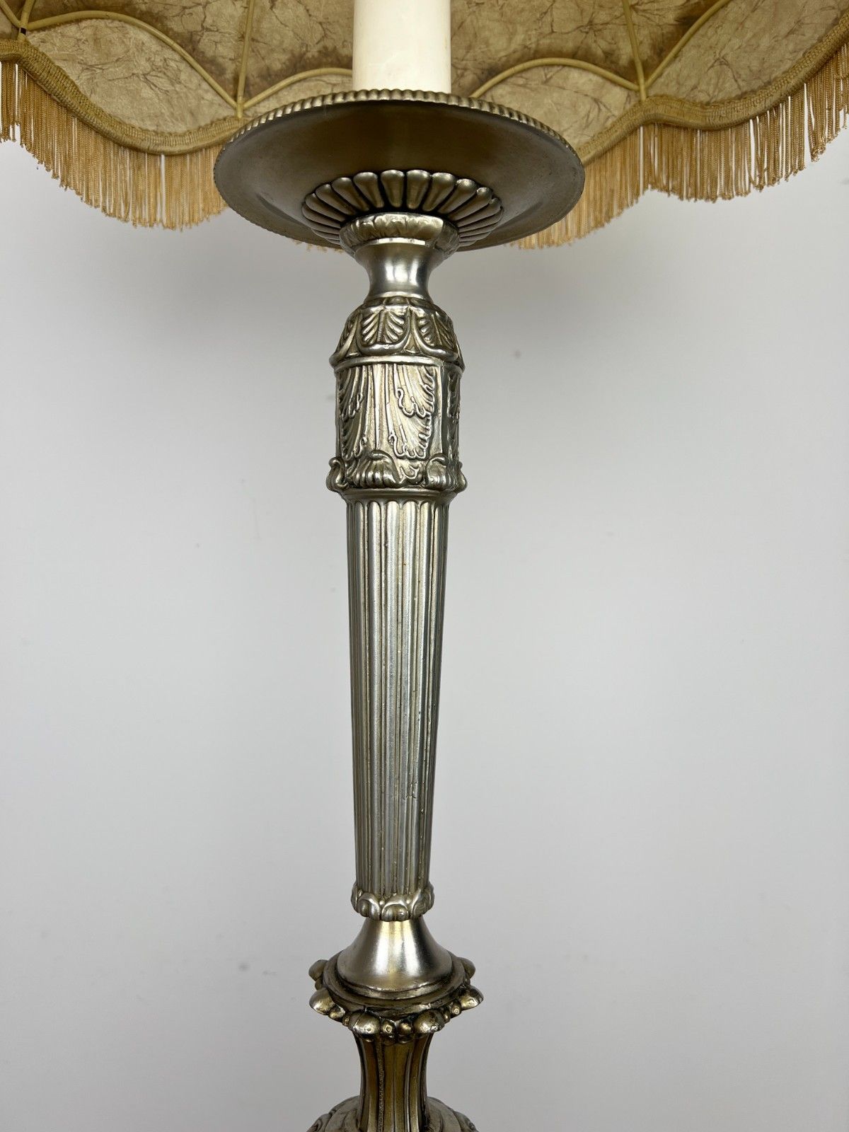 Floor Lamp Vintage French Ornate Metal Standing Lamp With Tassel Shade Lot 6087 photo vintage