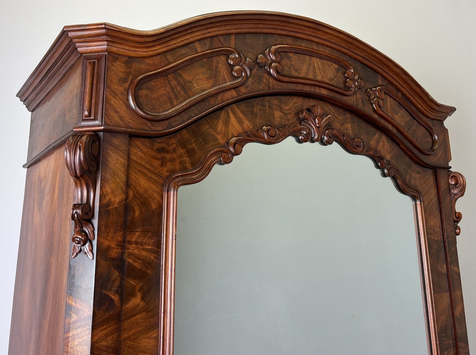Wardrobe Antique French Burr Walnut Mirrored Two Drawer Armoire Cabinet Lot 6098 photo for sale