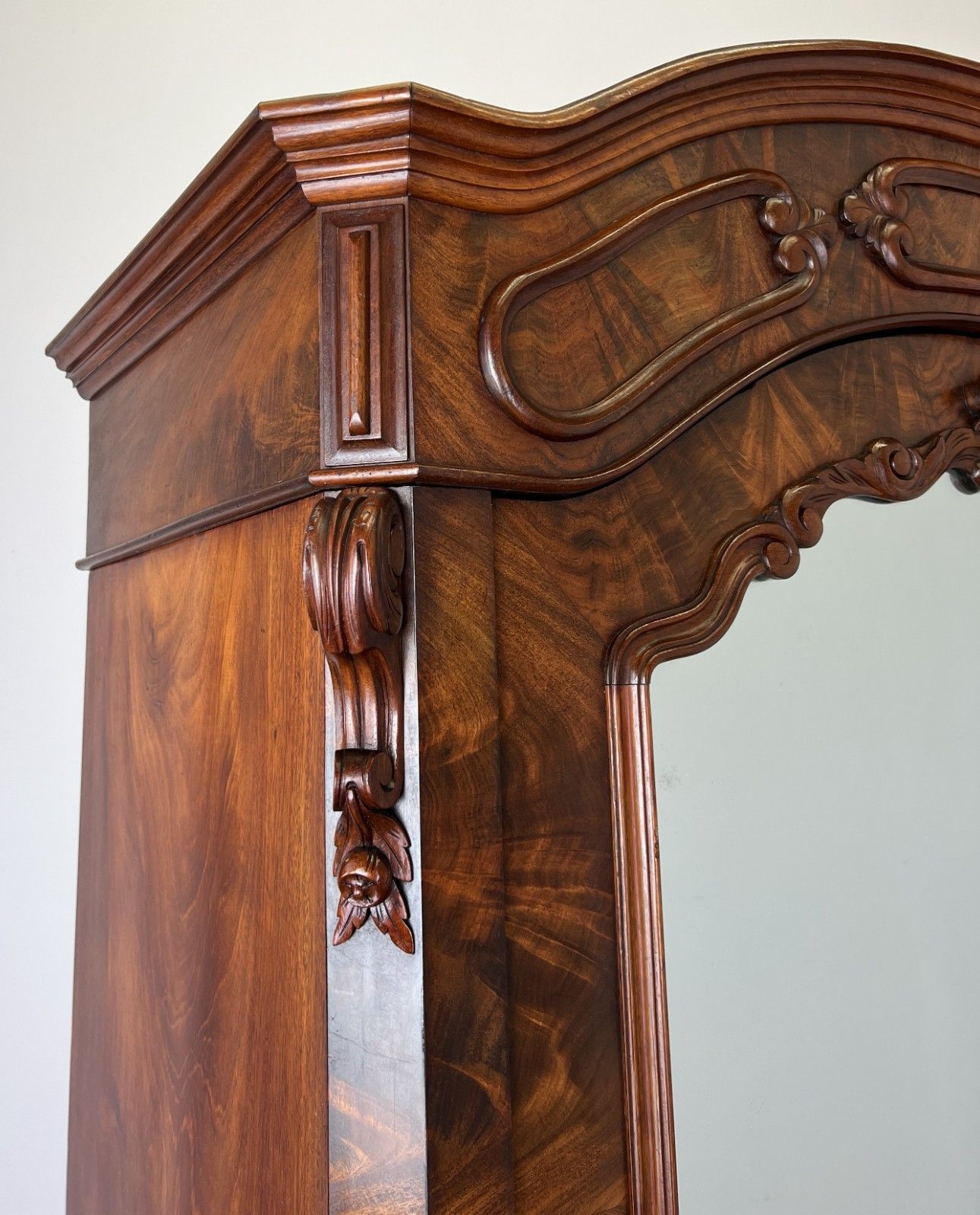 Wardrobe Antique French Burr Walnut Mirrored Two Drawer Armoire Cabinet Lot 6098 photo Furniture