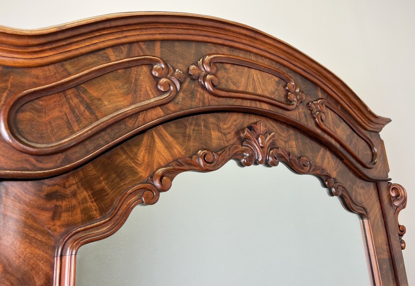 Wardrobe Antique French Burr Walnut Mirrored Two Drawer Armoire Cabinet Lot 6098 photo 849.0
