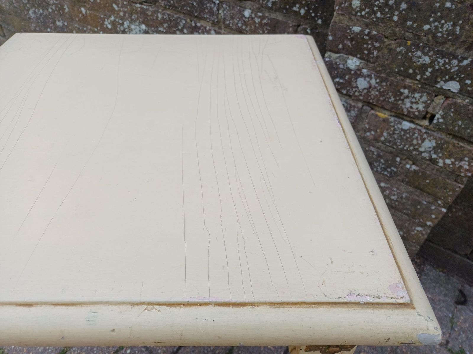 Victorian Painted Pine Square Vintage Occasional Table Shabby Chic Side Lamp Table Fluted Legs Antique Cream photo furniture