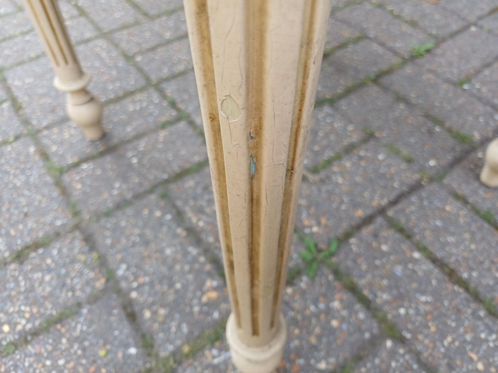 245.0 Victorian Painted Pine Square Vintage Occasional Table Shabby Chic Side Lamp Table Fluted Legs Antique Cream photo