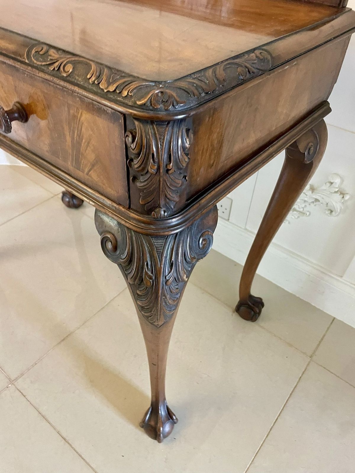 Superb Quality Antique Early 20th Century Carved Burr Walnut Hall Table By Maple And Co. photo Furniture