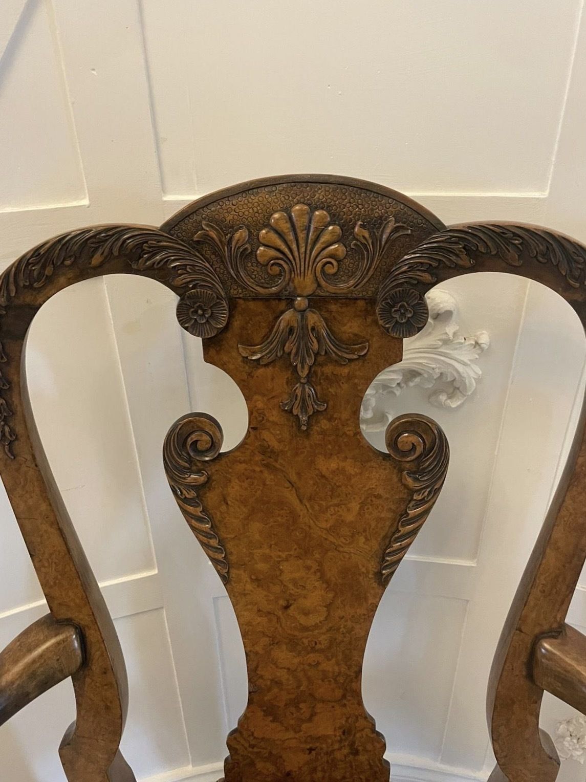 Superb Quality Antique 19th Century Burr And Carved Walnut Desk Chair photo for sale