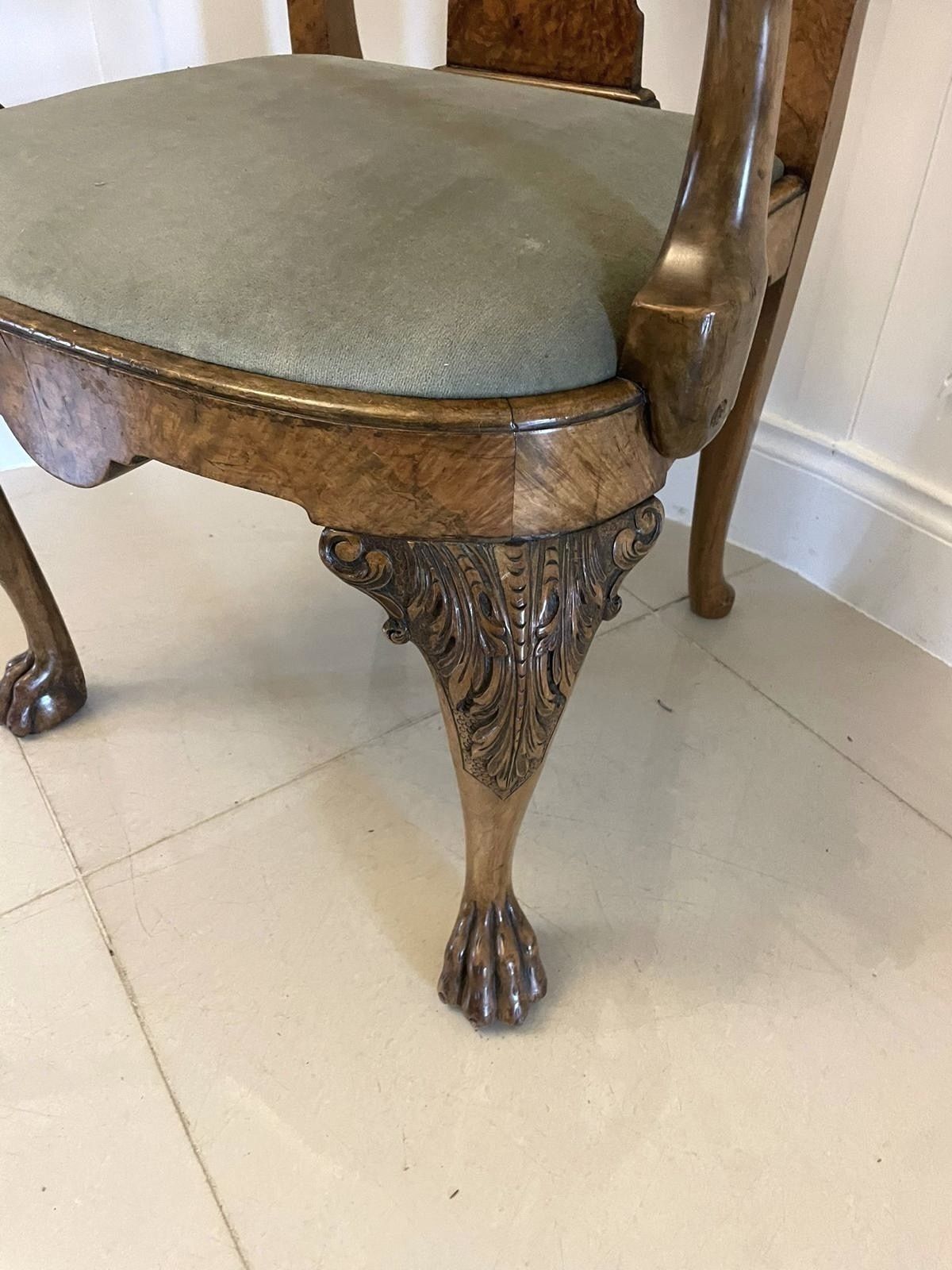 Superb Quality Antique 19th Century Burr And Carved Walnut Desk Chair photo Furniture