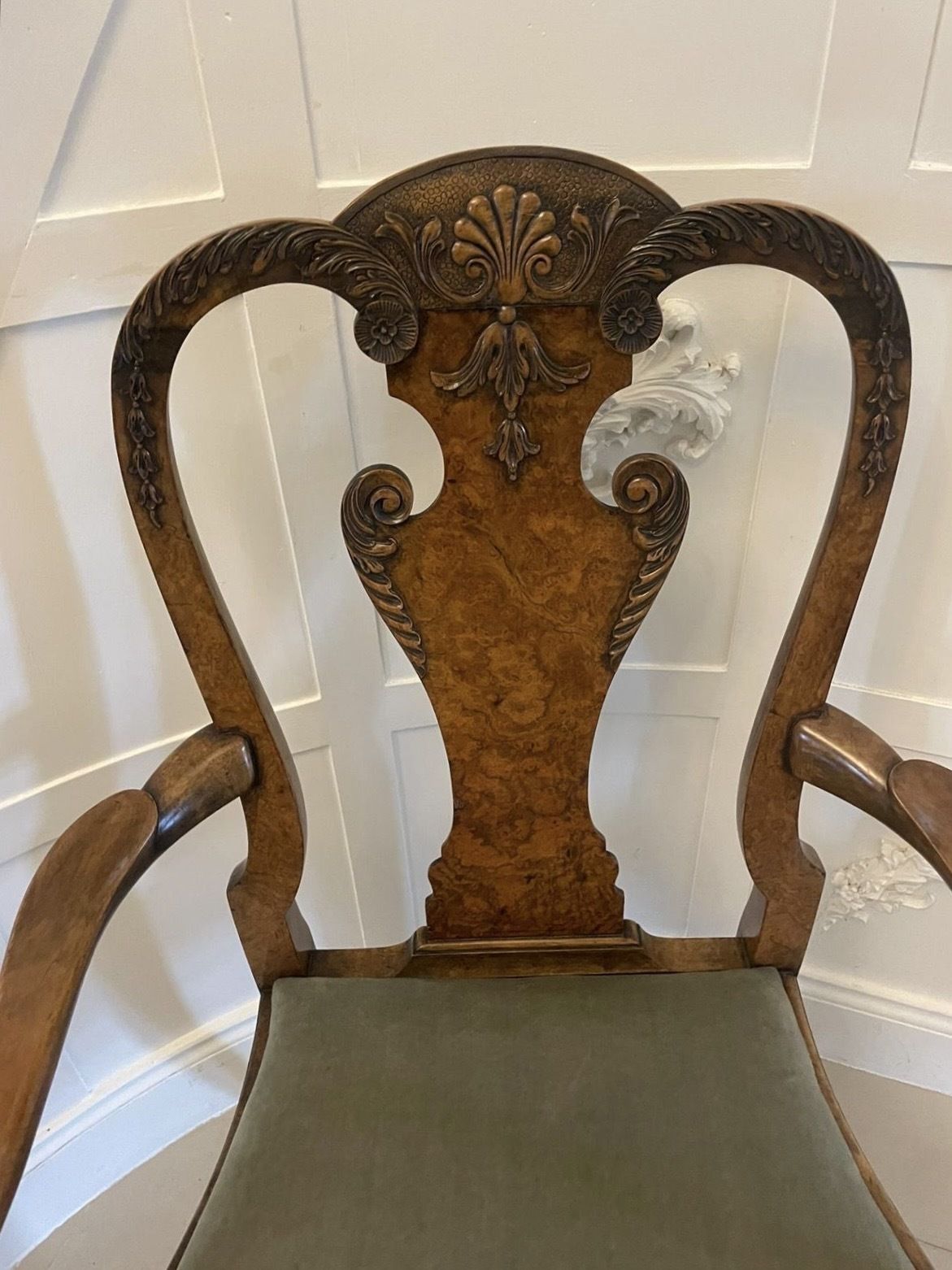 Superb Quality Antique 19th Century Burr And Carved Walnut Desk Chair photo buy