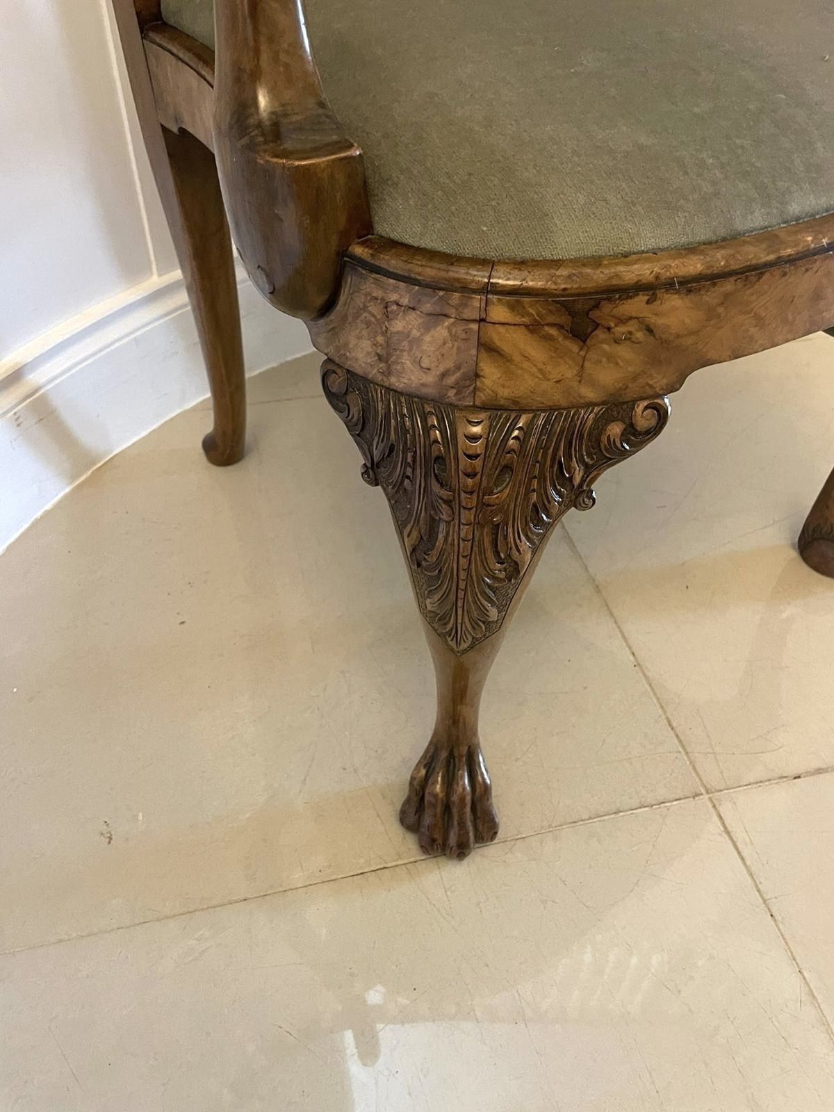 Superb Quality Antique 19th Century Burr And Carved Walnut Desk Chair photo vintage
