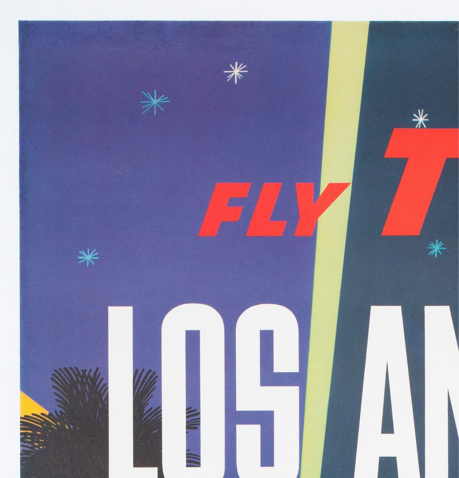Affiche de voyage TWA Los Angeles C1958, David Klein photo for sale
