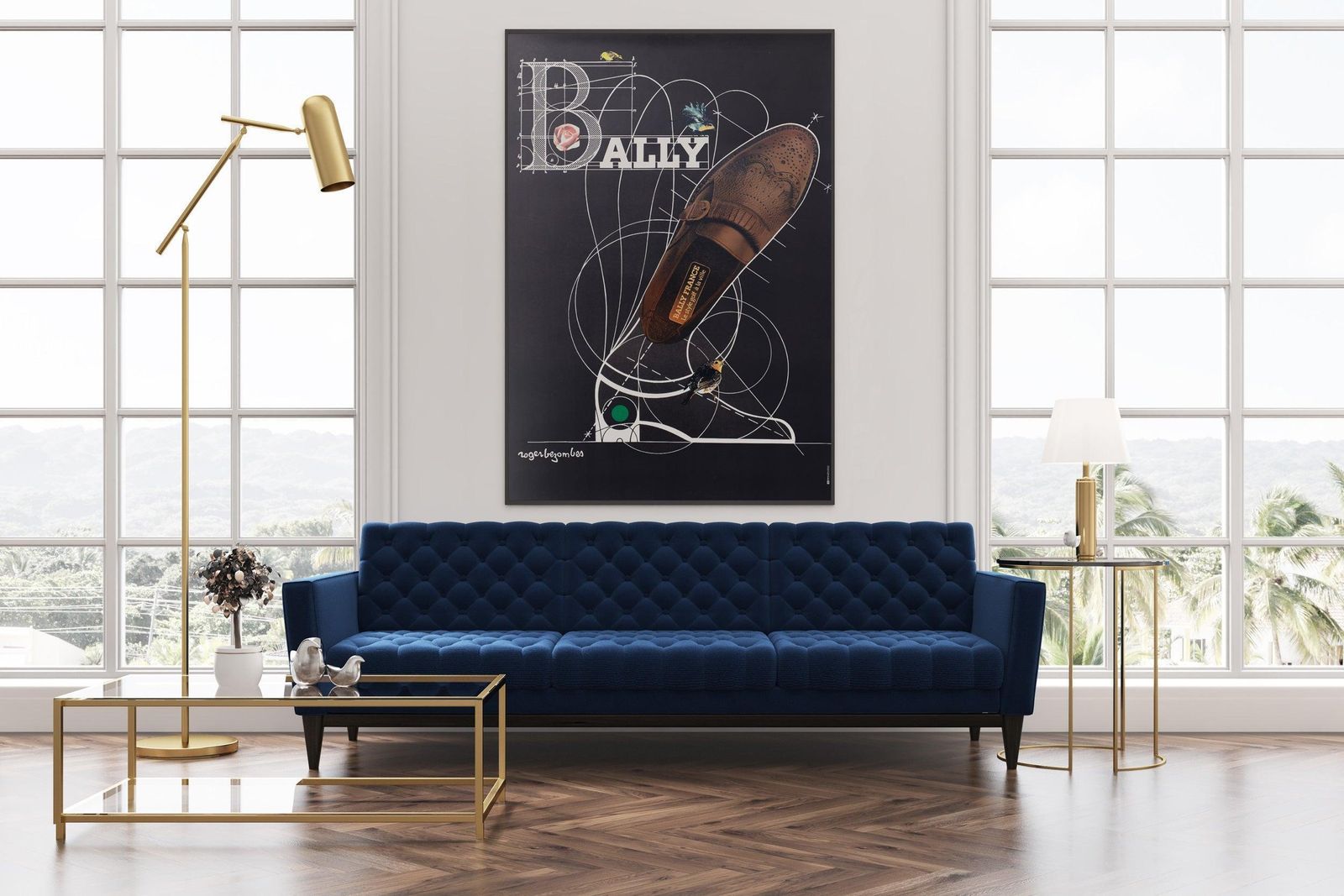 Affiche publicitaire Bally C1980 pour chaussures de golf, par Roger Bezombes photo furniture