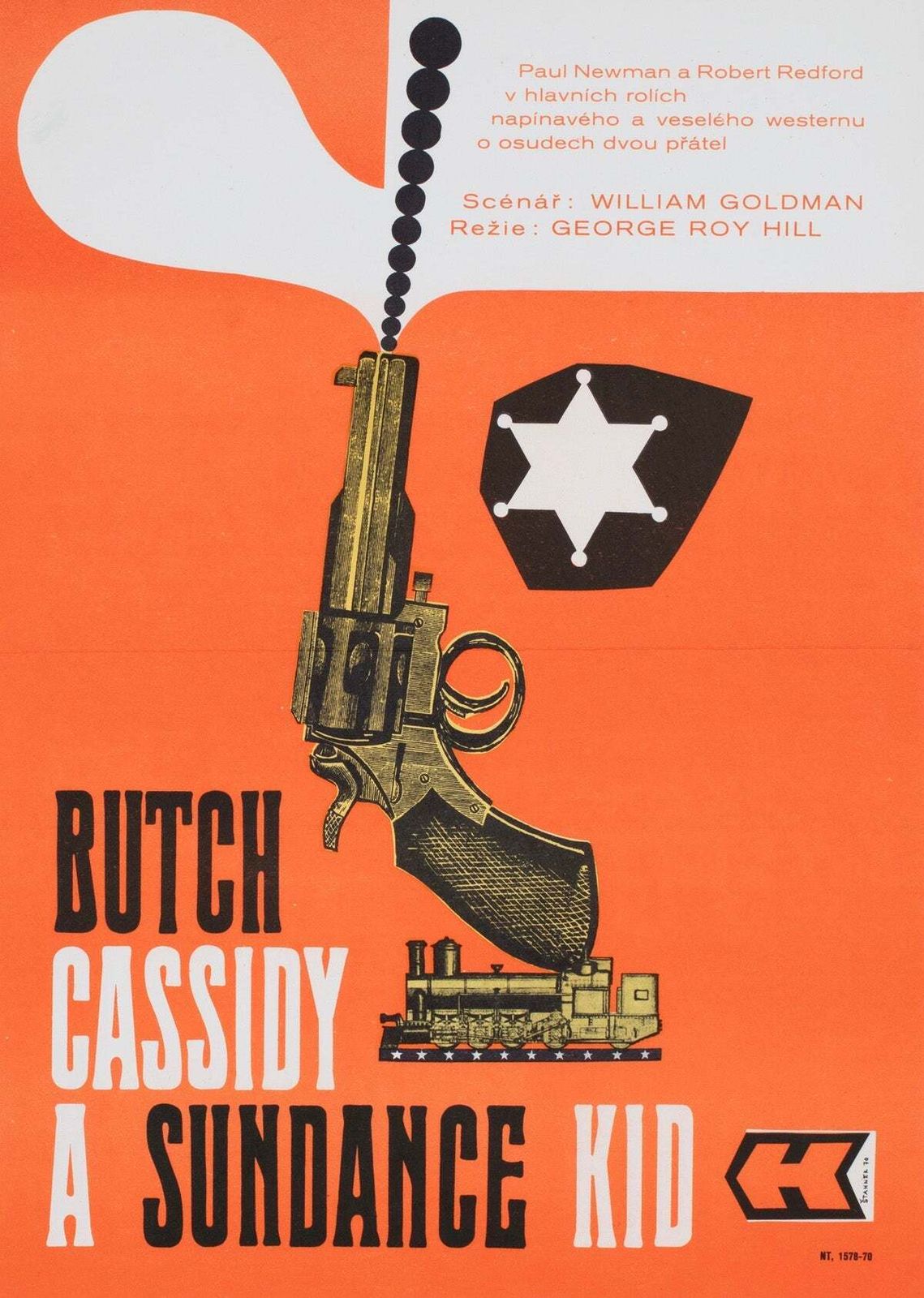 Butch Cassidy And The Sundance Kid 1970 Czech A3 Film Poster, Stanner