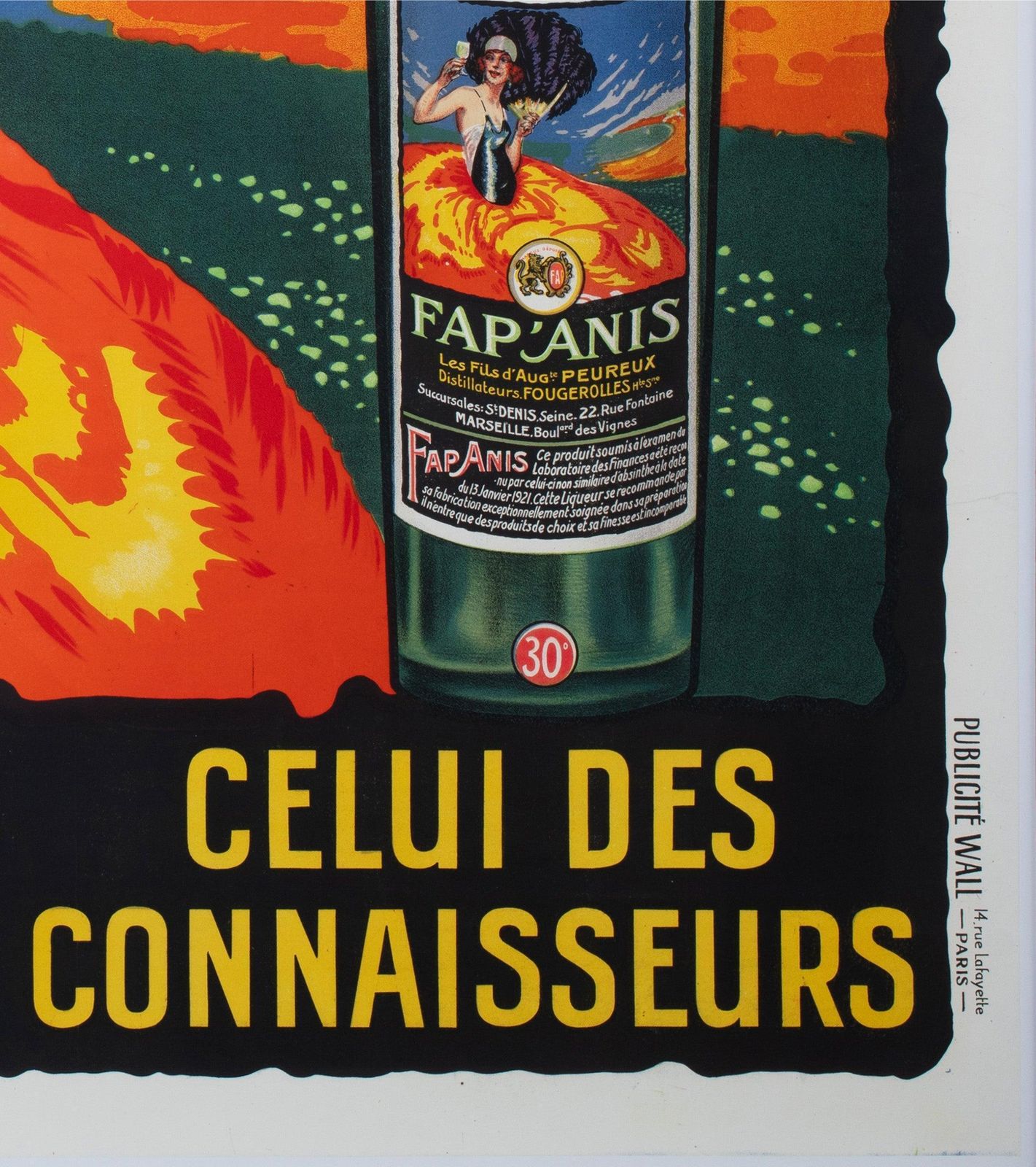 Affiche publicitaire française Fap Anis 1935, Delval photo vintage