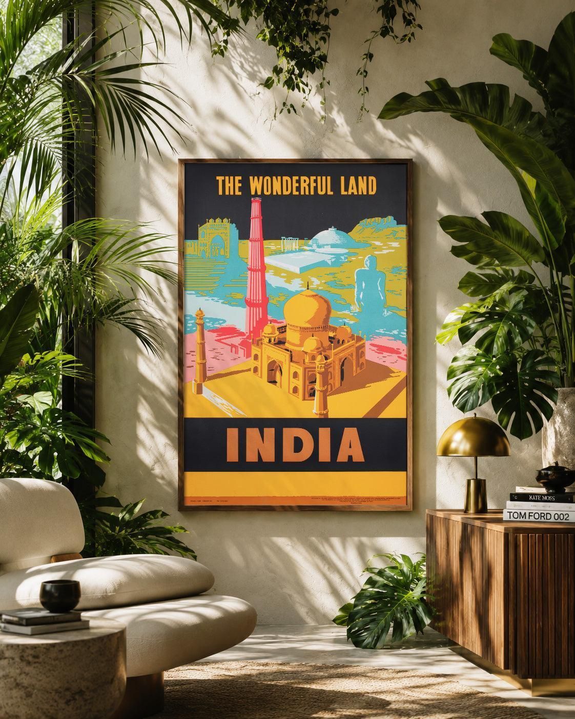 India 1957 Travel Advertising Poster photo furniture
