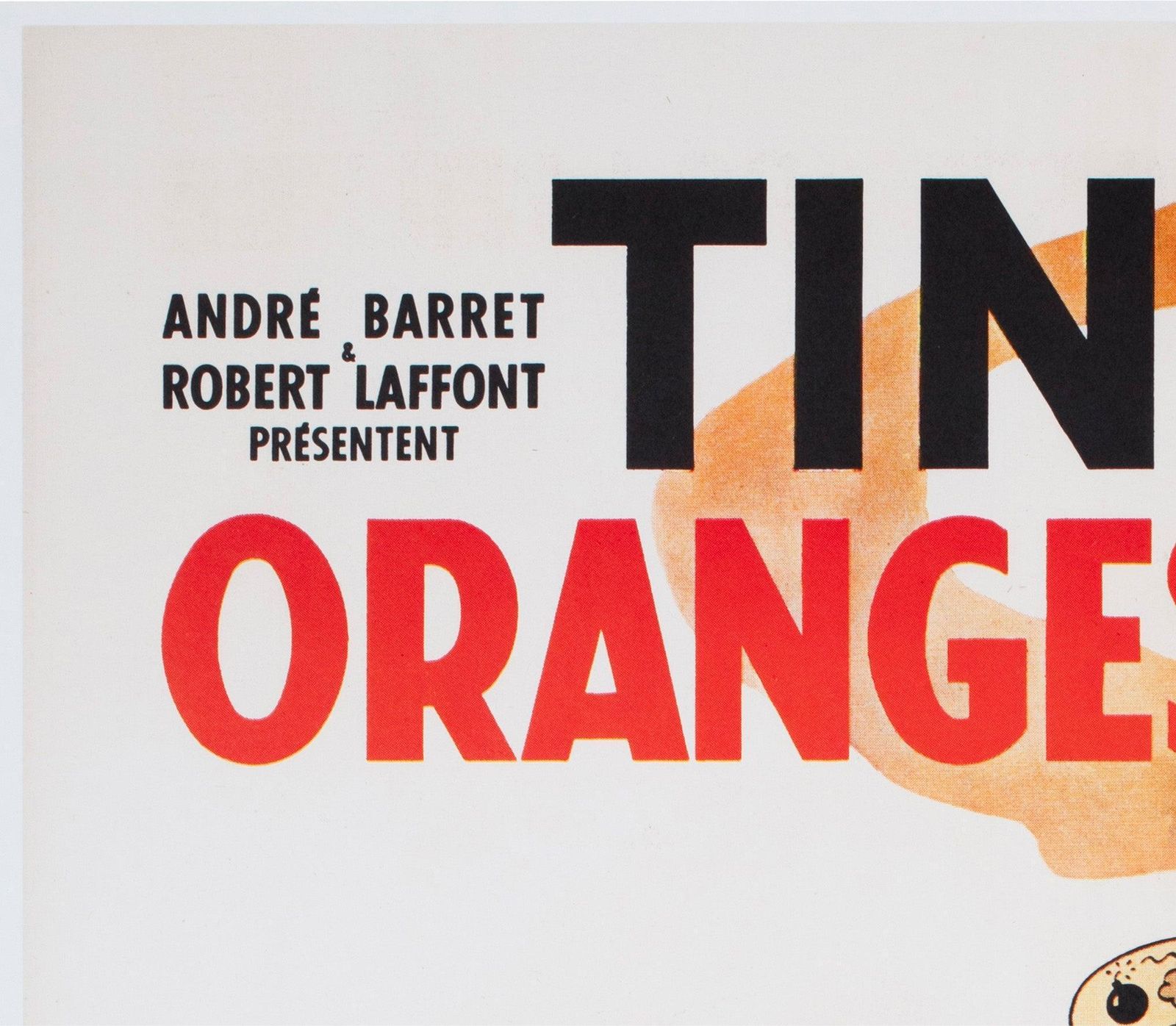 Affiche française Moyenne pour Tintin et les Oranges Bleues, 1964, Hergé photo for sale