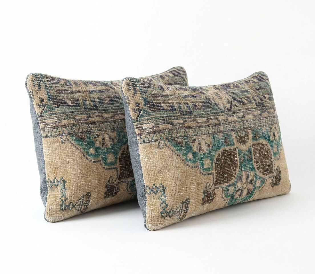 Turkish Lumbar Rug Pillow Cover 40 X 60 Cm   Set Of Two photo for sale