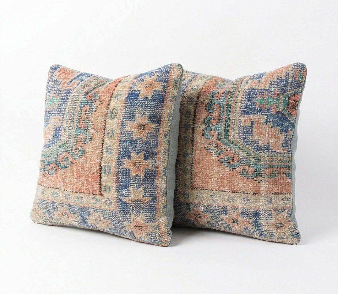 Housse de coussin en kilim turc bohémien 60 x 60 cm, lot de deux photo furniture