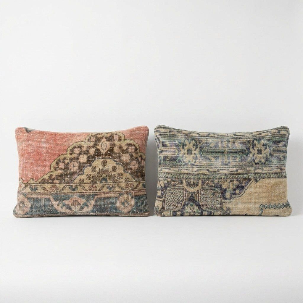 Turkish Lumbar Rug Pillow Cover 40 X 60 Cm   Set Of Two