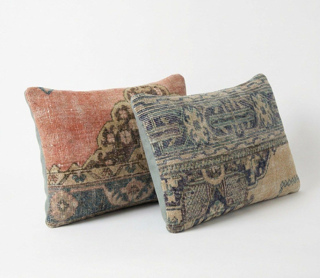 Turkish Lumbar Rug Pillow Cover 40 X 60 Cm   Set Of Two photo for sale