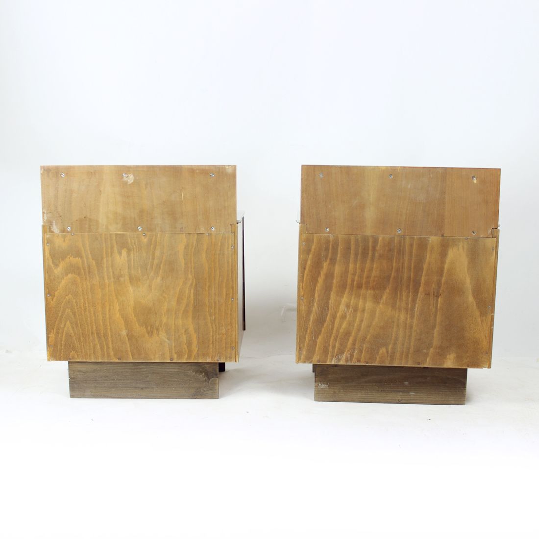 Pair Of Mid Century Bedside Tables With Original Gray Opaline Glass, Czechoslovakia 1950s photo 920.0