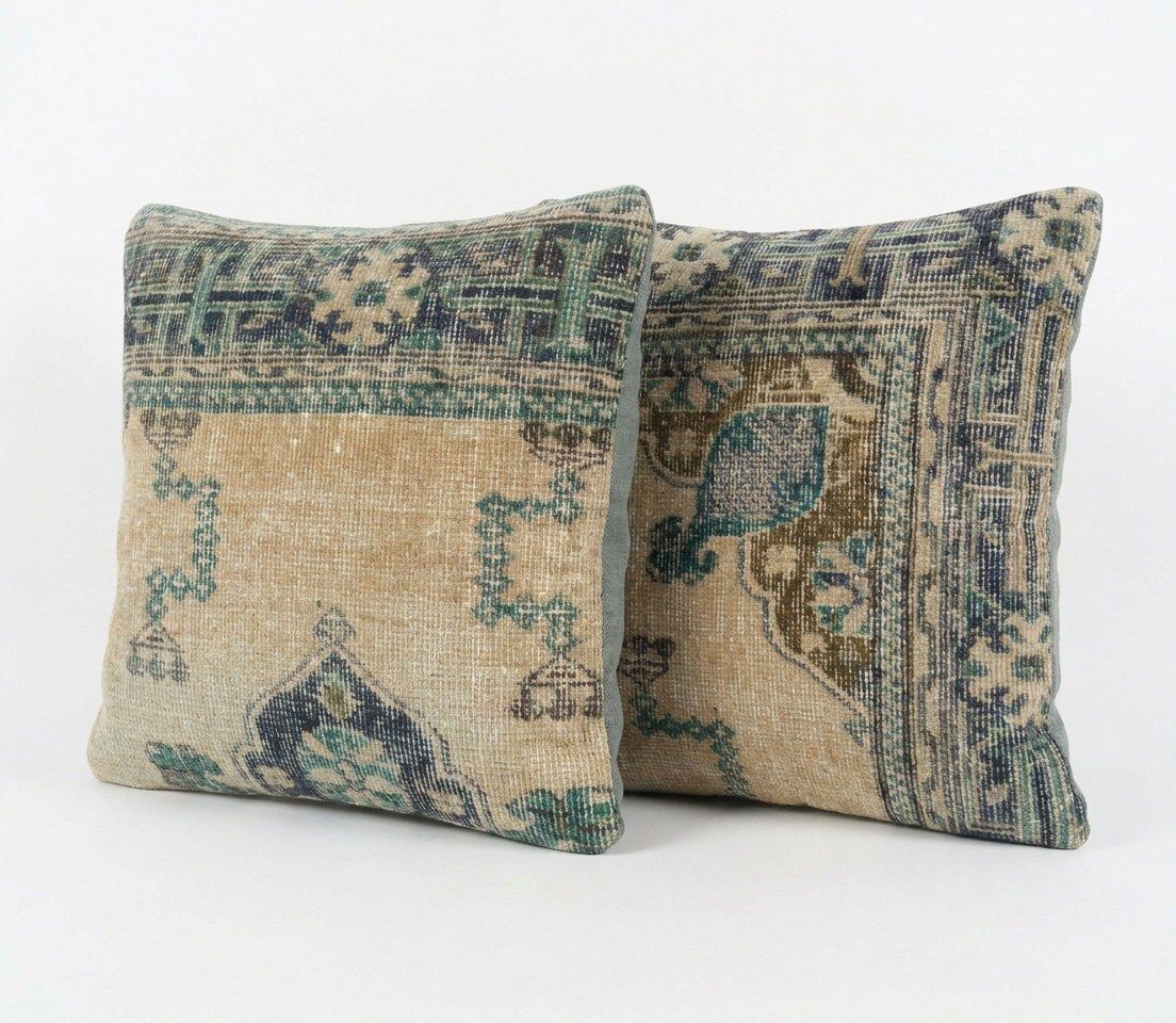 Turkische Oushak vloerkleeddeksel voor kussen 48 x 50 cm & 50 x 50 cm, set van twee photo furniture