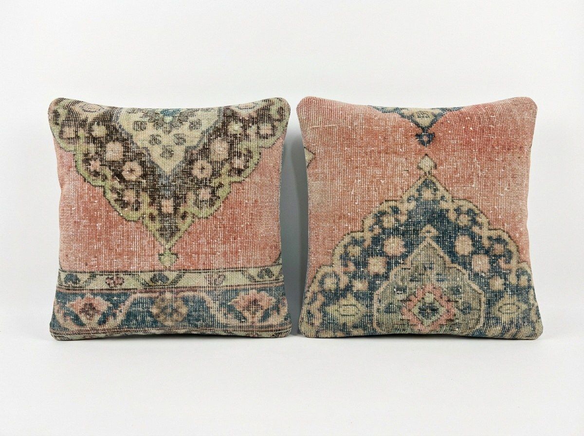 Housse de coussin en tapis turc 50 x 50 cm, lot de deux