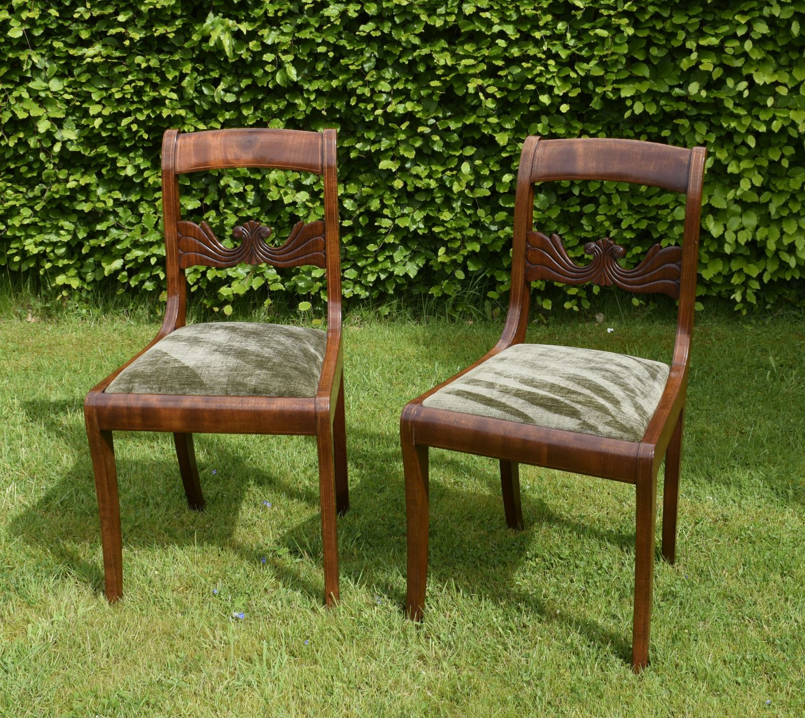 Pair Of Mahogany & Inlaid Side Chairs photo furniture