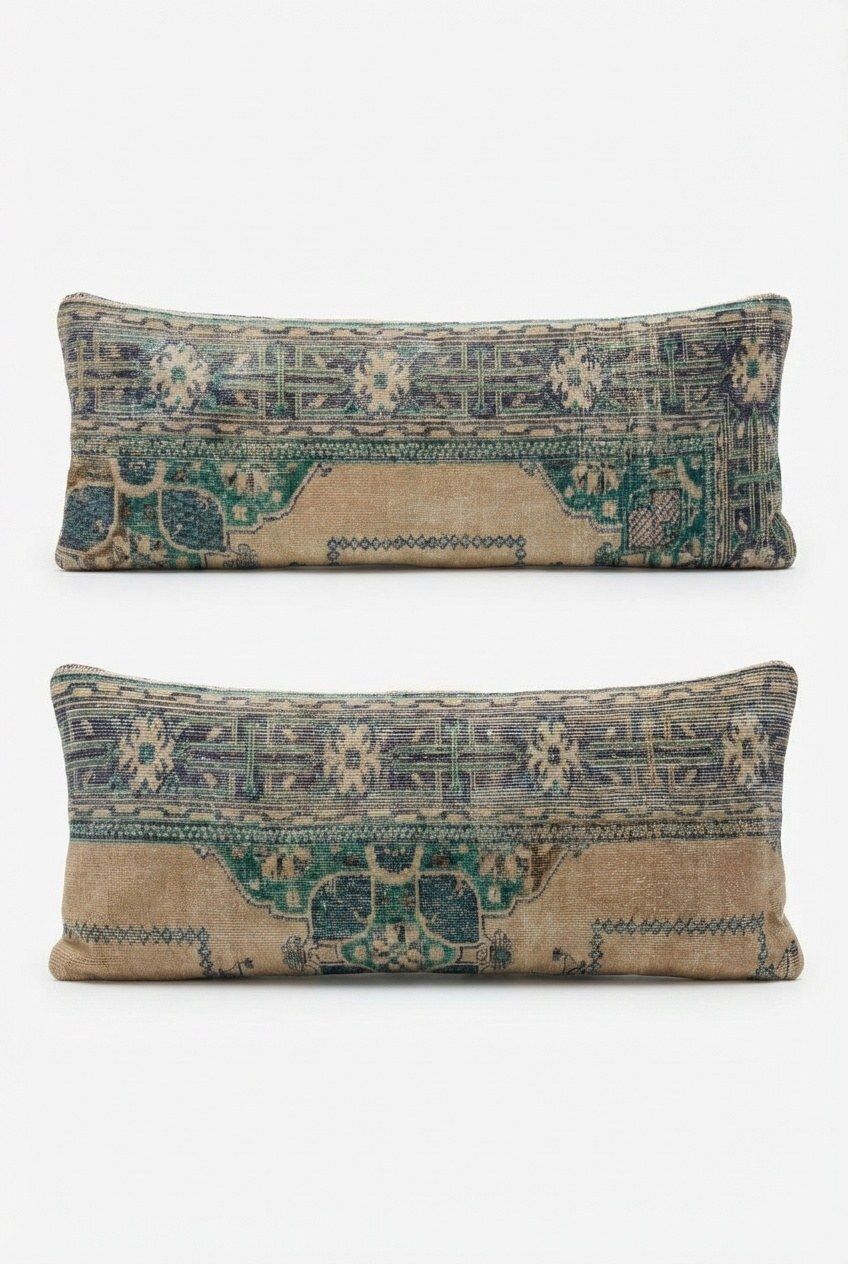 Housse de coussin bohème en kilim turc, 40 x 120 cm, lot de deux