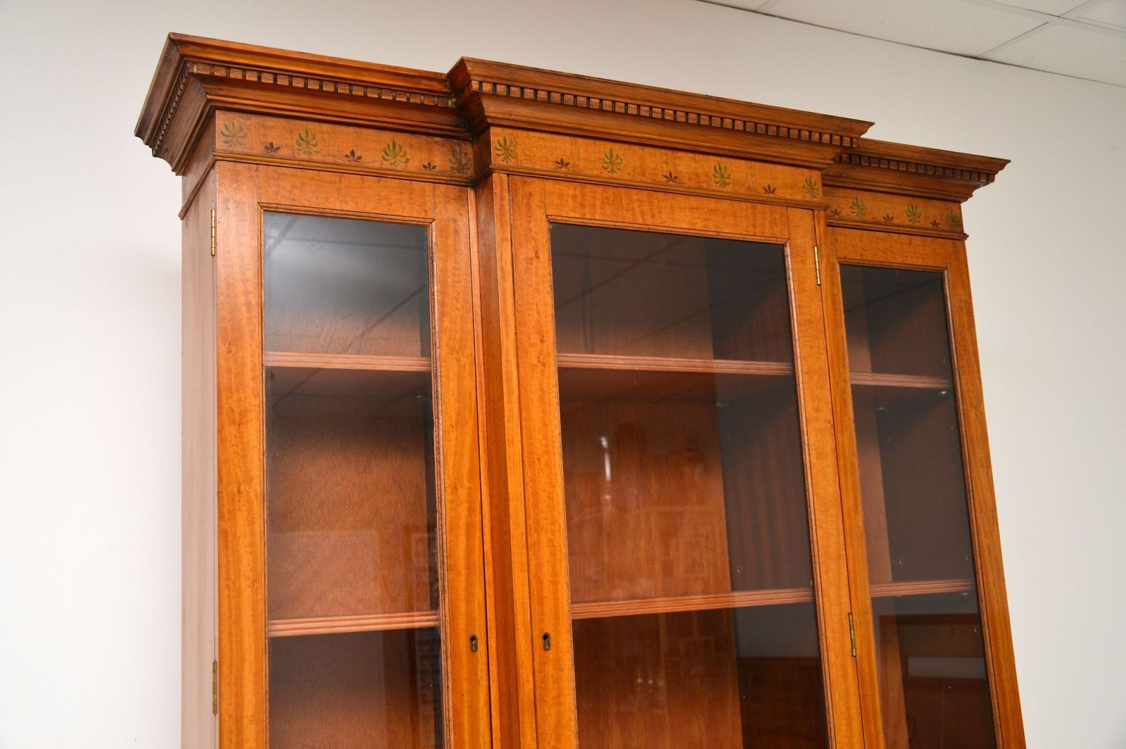 Antique Georgian Style Painted Satinwood Bookcase photo for sale