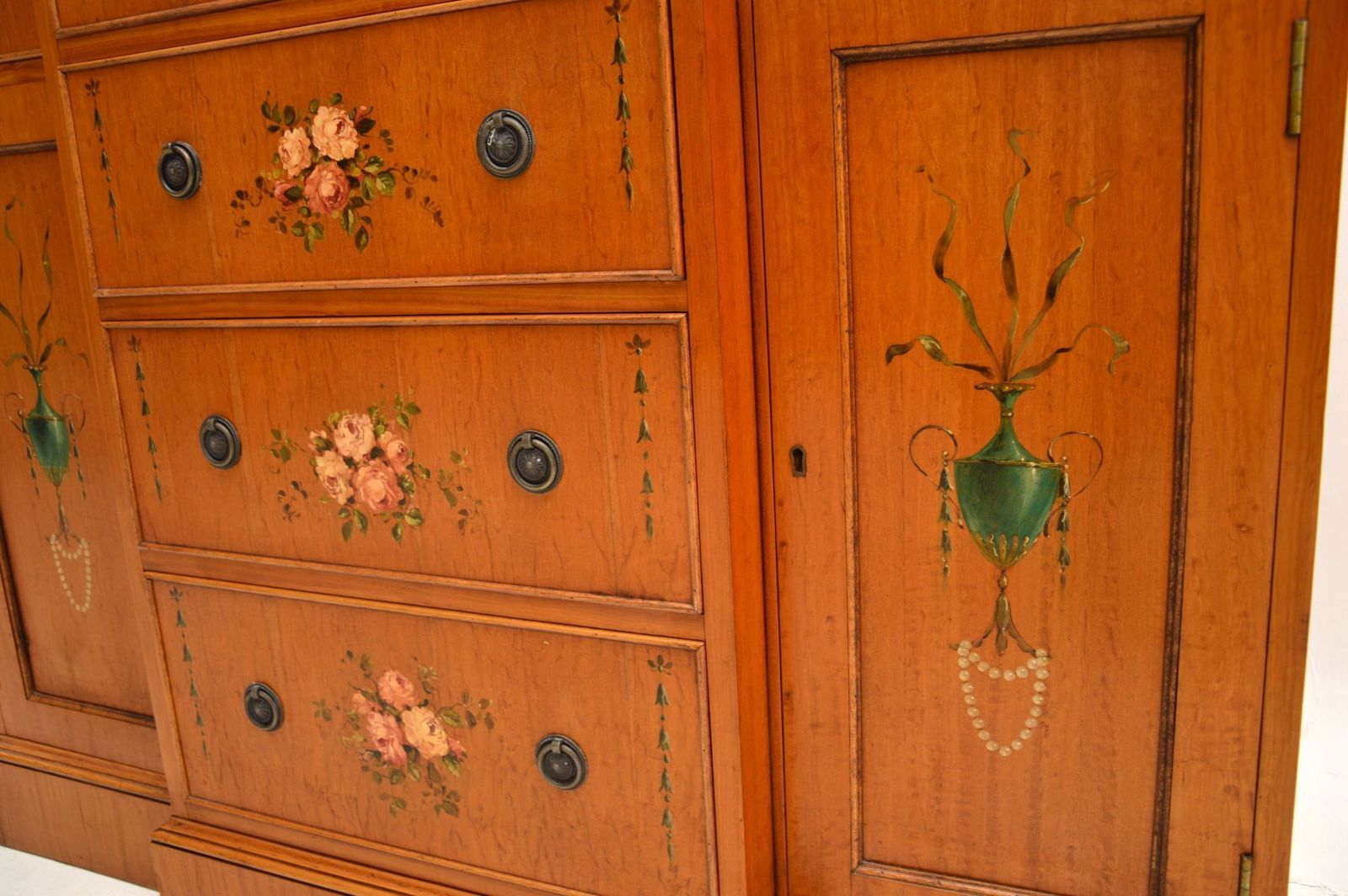 Antique Georgian Style Painted Satinwood Bookcase photo vintage